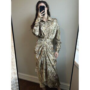 Fashion Nova Snakeskin Midi Dress – Ruched Waist Bodycon Silhouette